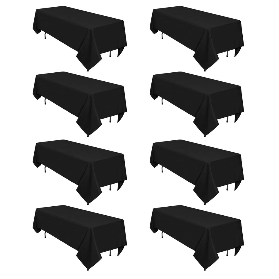 Heneger 8ft black tablecloth on a table shows elegant drape for events