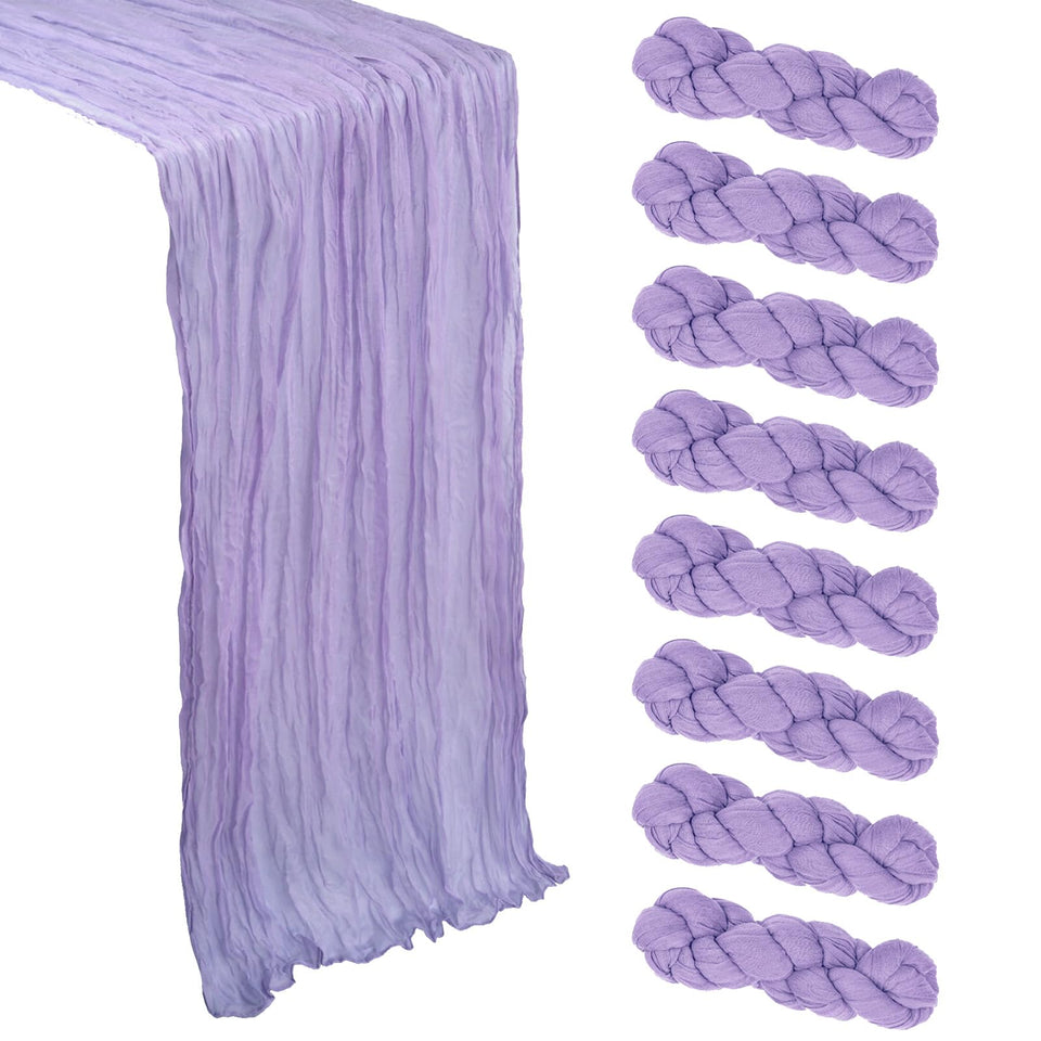 Heneger 8-pack lilac table runners for elegant bridal decor and easy table styling.