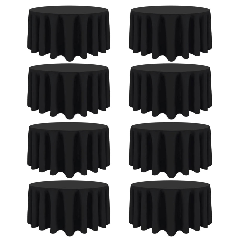 Heneger black round tablecloth 90-inch diameter for elegant events and easy cleaning.