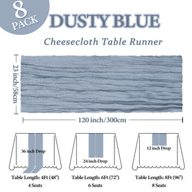 Heneger cheesecloth table decoration dusty blue 120in for boho charm.