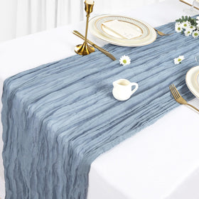 Heneger dusty blue runner used as backdrop drape for weddings and baby showers.