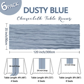 Heneger 6-pack dusty blue runners packaged for easy party decor setup.