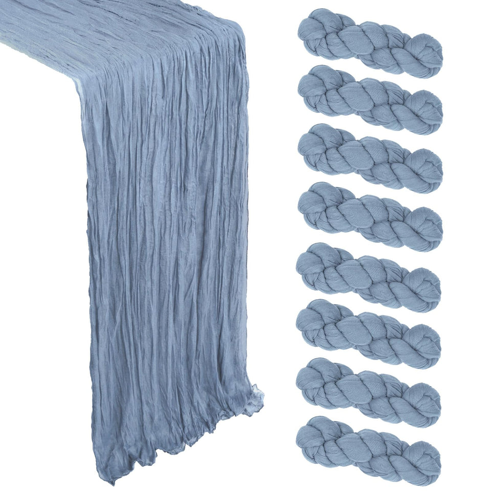 Heneger dusty blue table runner 10ft for elegant tables.