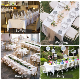 Indoor and outdoor dining with Heneger white tablecloth