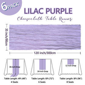 Close-up texture of Heneger lilac cheesecloth table runner