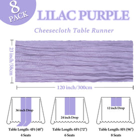 Heneger lilac cheesecloth table runner used as a wedding backdrop for soft ambiance.