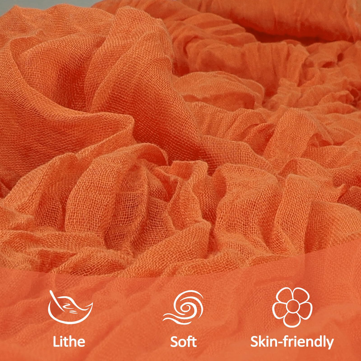 Backdrop draping idea using Heneger orange cheesecloth runner for party decor