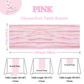 Heneger pink table runner provides elegant backdrop draping for celebrations.