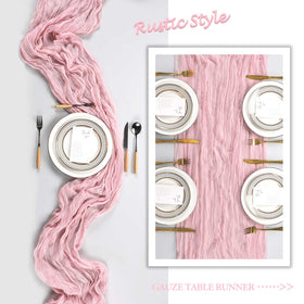 Heneger cheesecloth table runner adds boho rustic charm to any event.