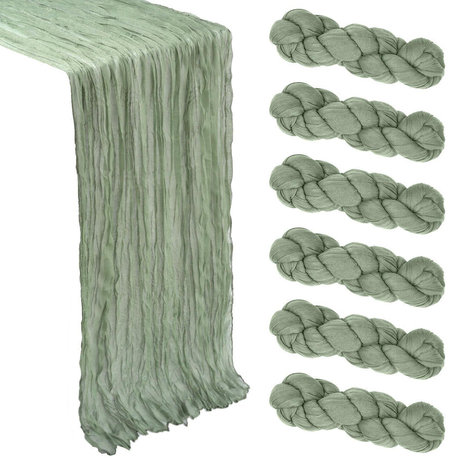 Heneger sage green table runner 10ft pack for cohesive wedding decor and extended tables.