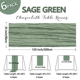 Heneger sage green table runner shows soft wrinkle texture for vintage charm.