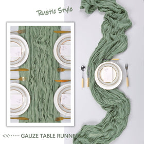 Heneger sage green wedding decor table runner coordinates color and texture.