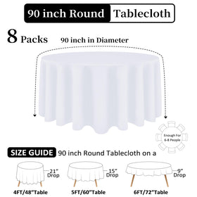 Heneger white round tablecloth with hemmed edges demonstrates precise stitching and a clean look.