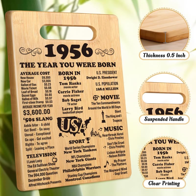 Henghere 70th birthday gift cutting board ideal for display or prep.