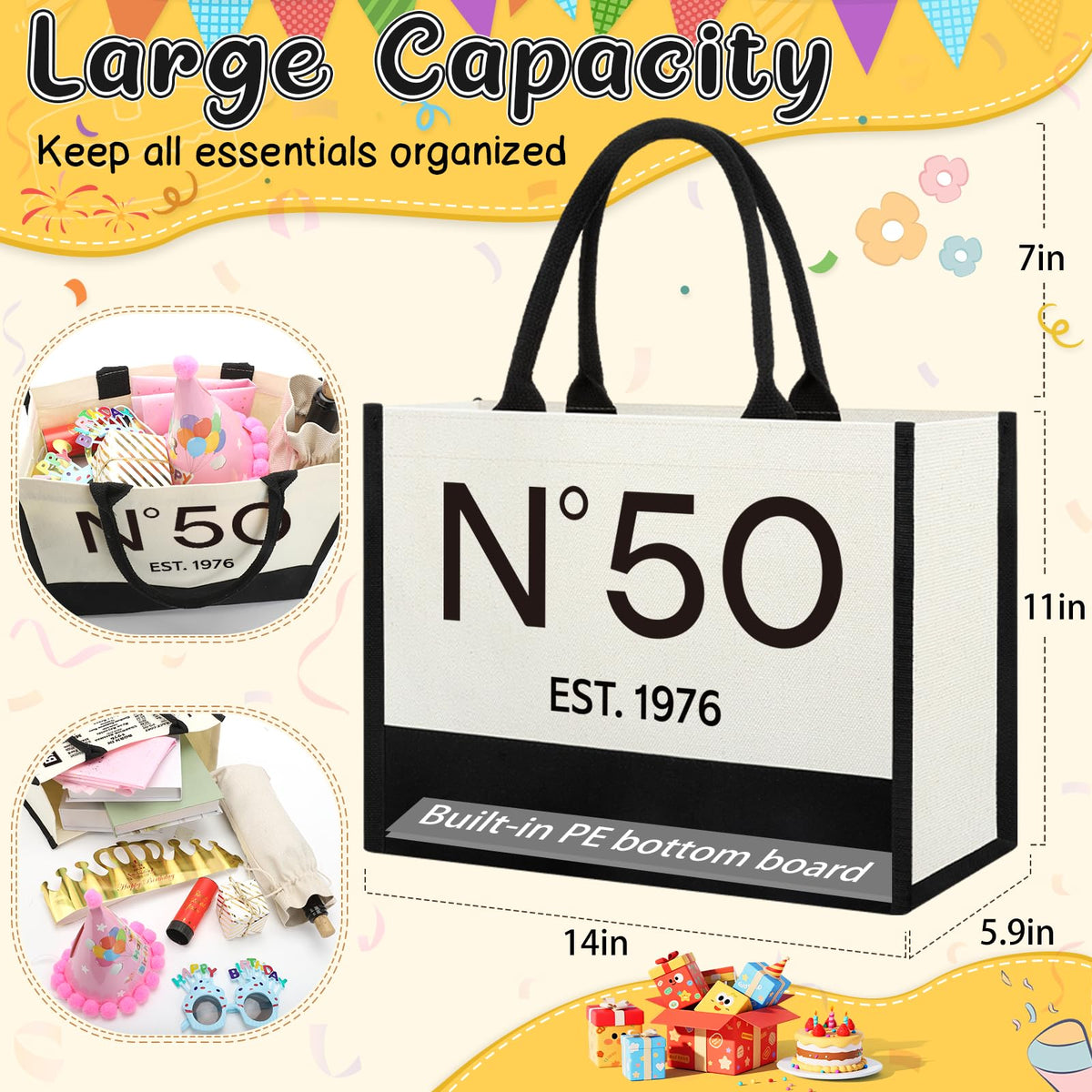 Henghere large capacity interior fits clothes, shoes, snacks, and magazines.
