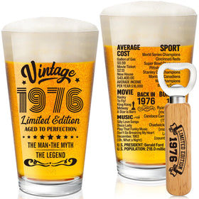 Henghere vintage 1976 beer glass ready for a 50th toast and keepsake.