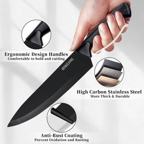 Henkeliving 8-inch chef knife poised for precise chopping tasks