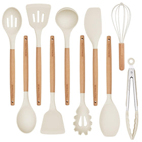 Henkeliving silicone 10-pcs set with heat-resistant wooden handles for versatile cooking