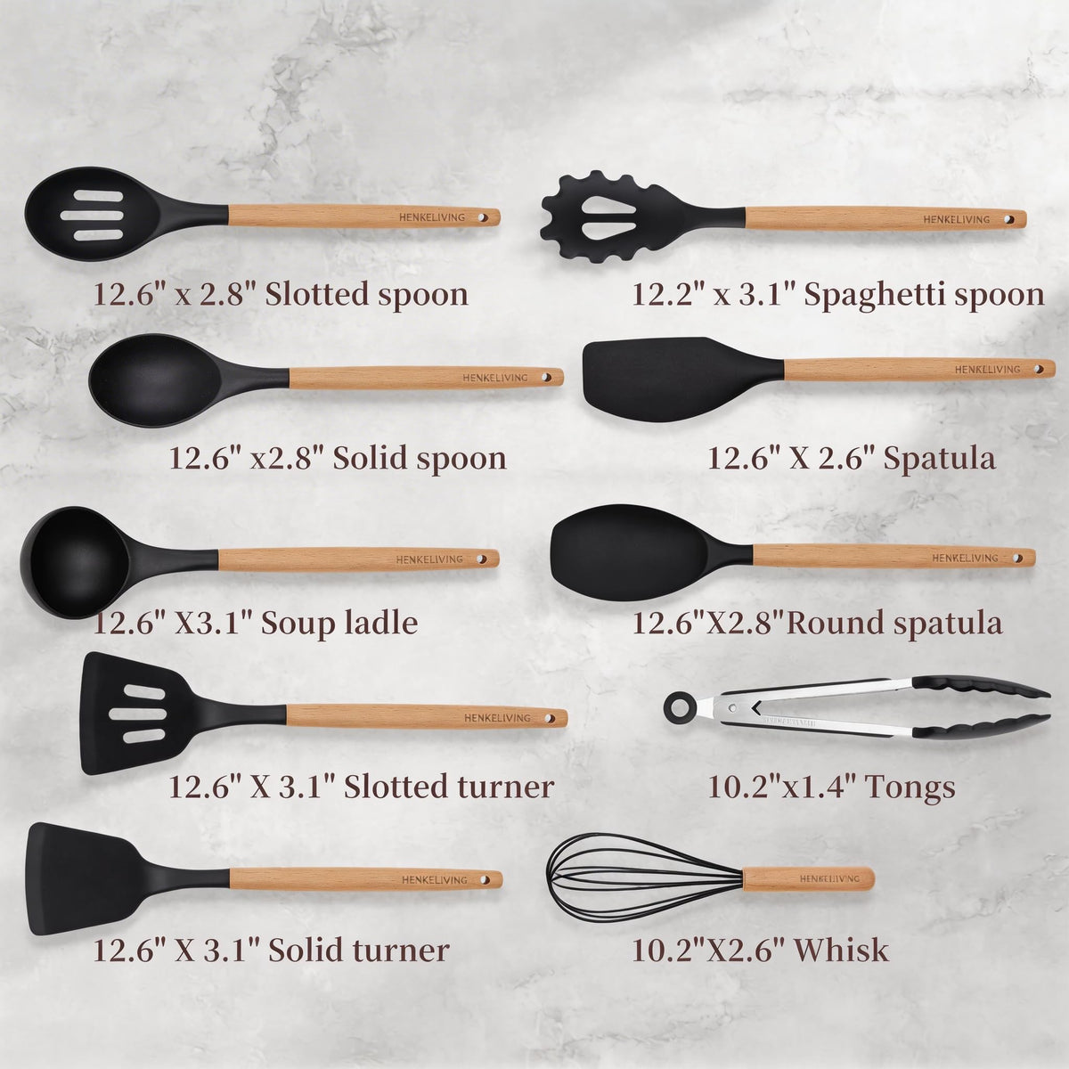 Henkeliving silicone round spatula with wooden handle for precise stirring and safe handling.