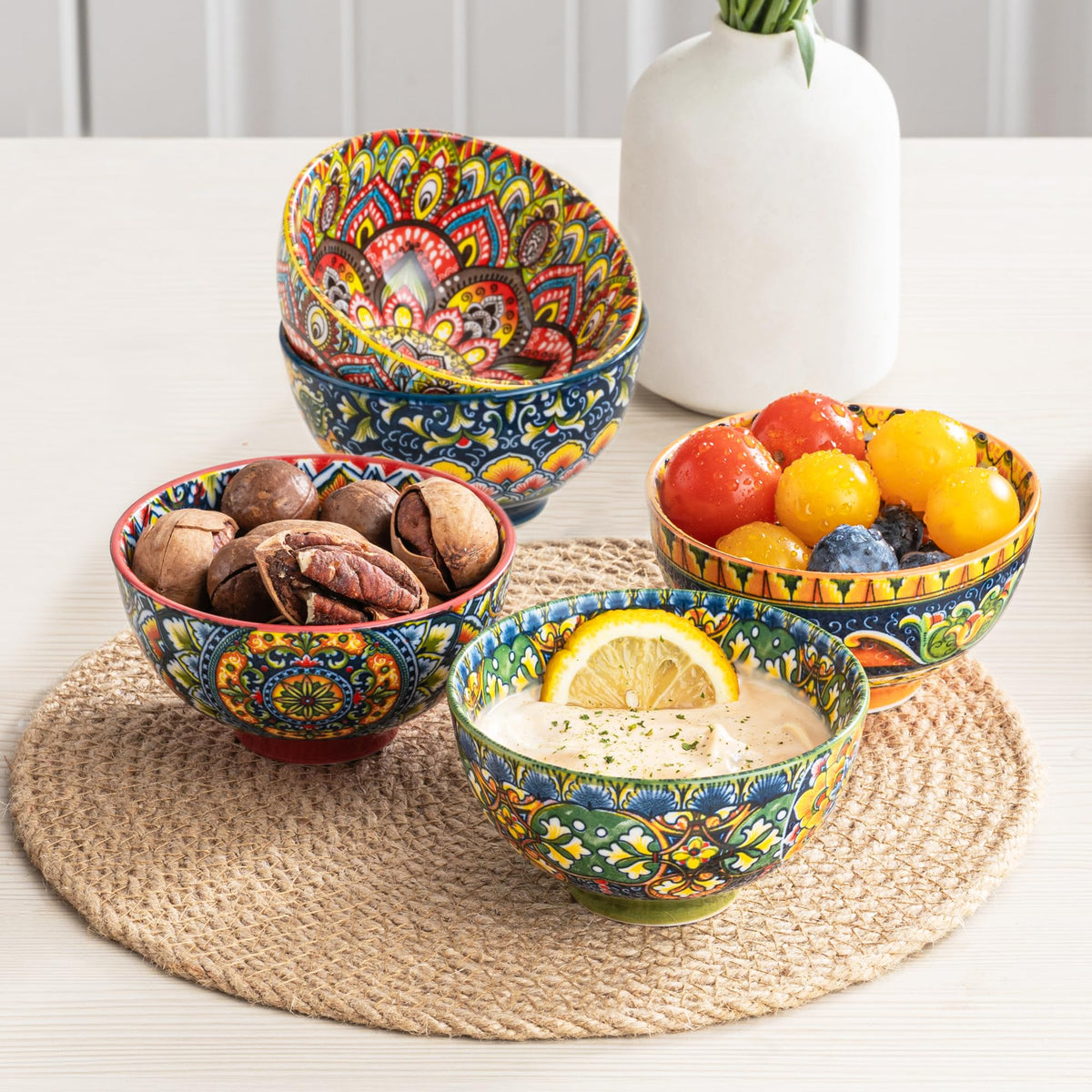 Henten Home bowls shown as stackable decor for compact storage