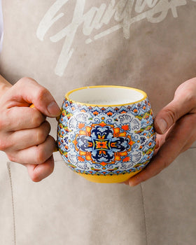 HENXFEN LEAD Boho ceramic mugs set6 dishwasher-safe for effortless cleanup after meals.