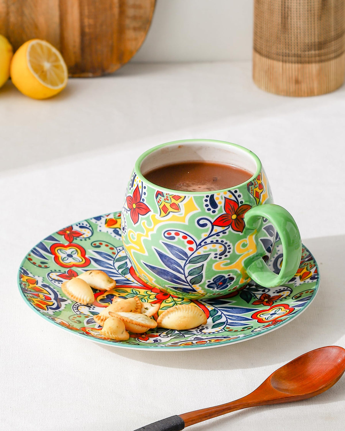 HENXFEN LEAD Boho ceramic mugs set6 microwave-safe for quick reheats and convenience.