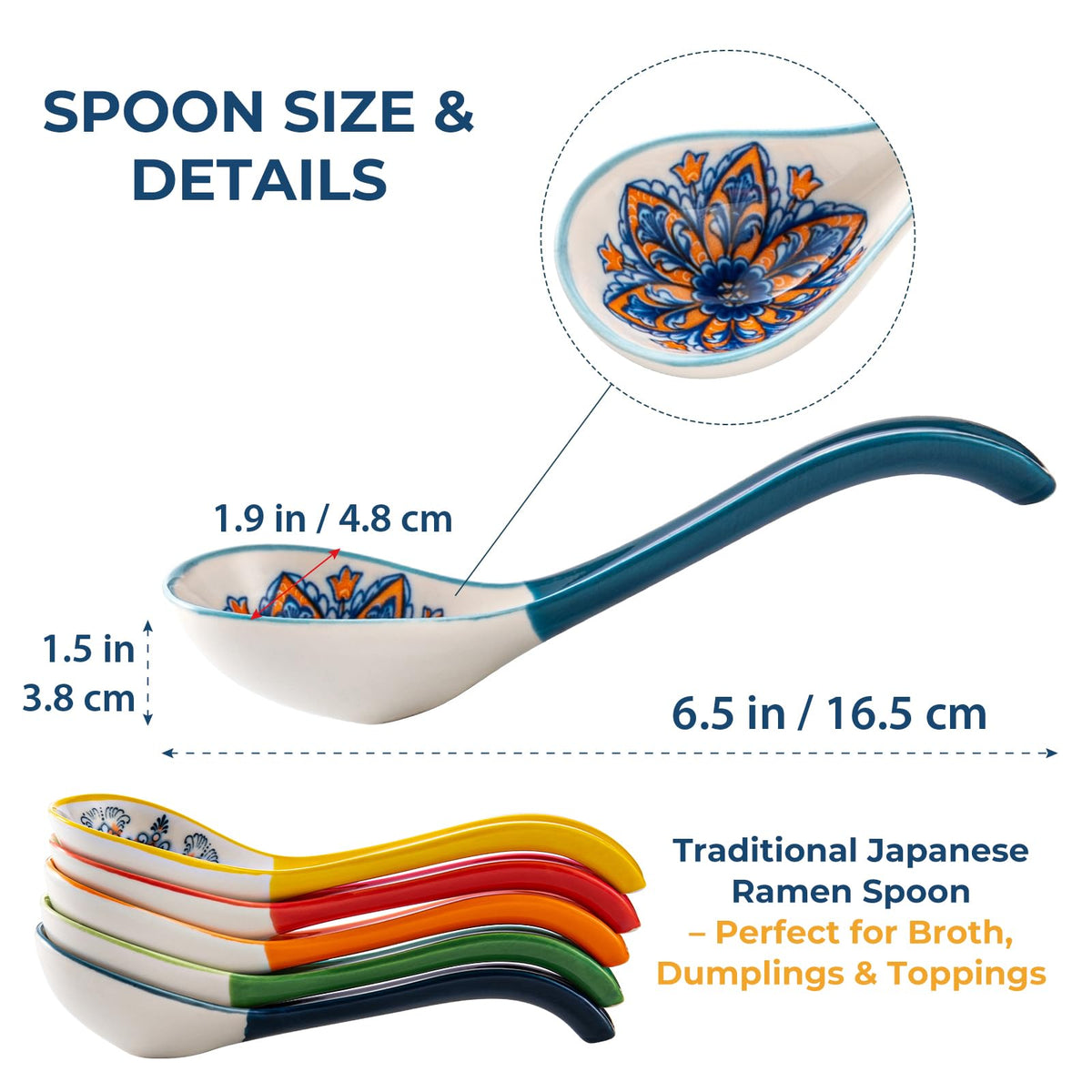 HENXFEN LEAD boho-pattern spoons close-up highlighting vibrant glaze for festive tableware.