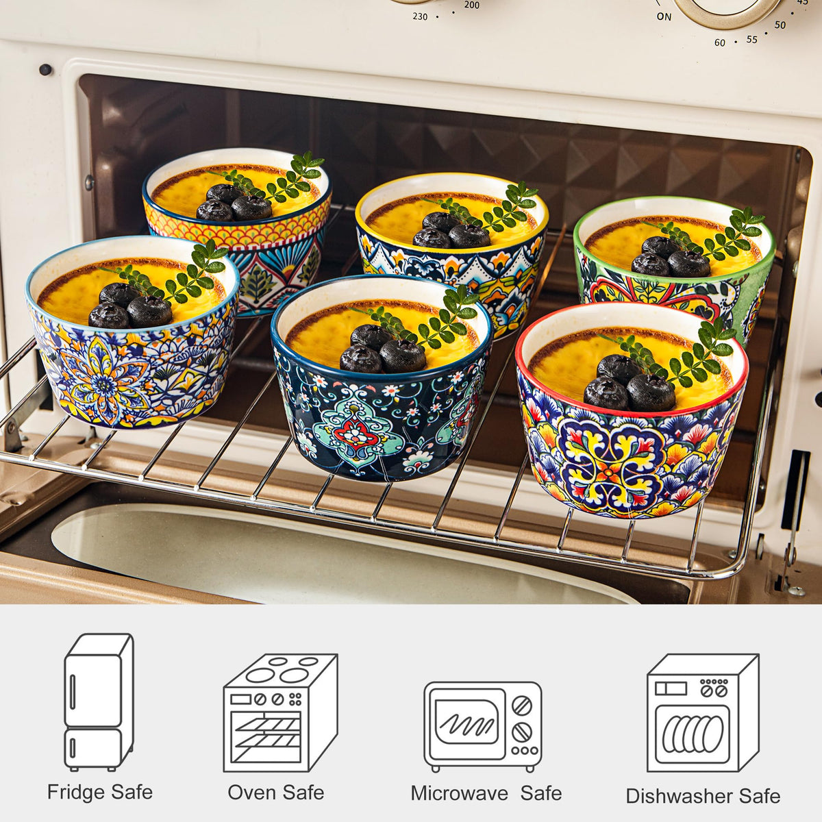 Dishwasher-safe HENXFEN LEAD ramekins for easy cleanup after meals