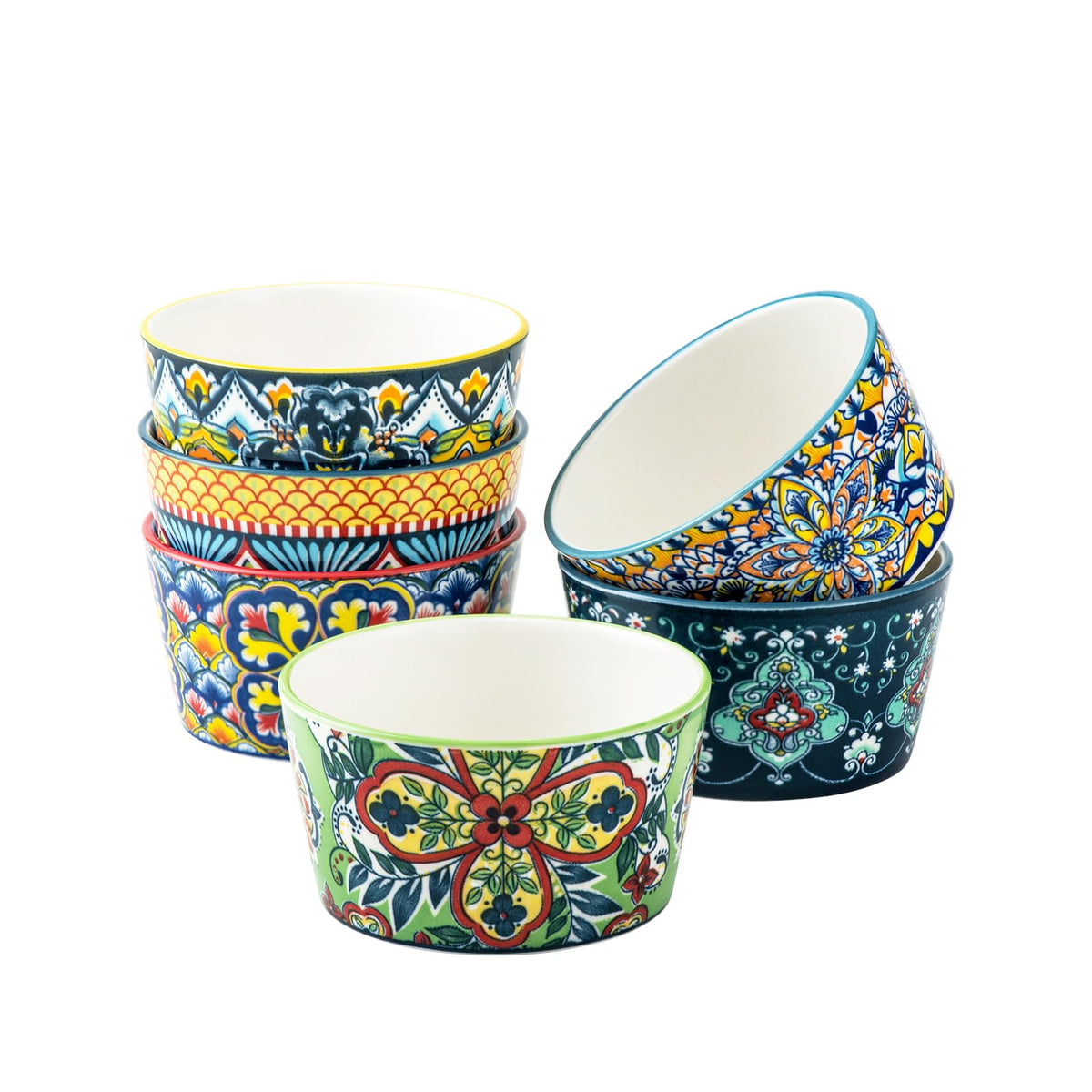 HENXFEN LEAD 6 oz creme brulee ramekins showcase bold color and dessert-focused design.