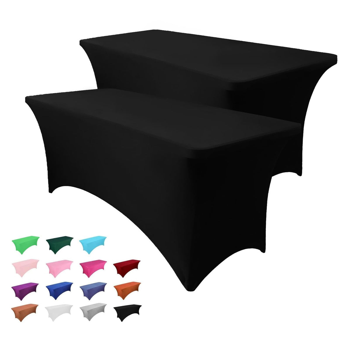 Heochy 6ft black rectangle tablecloth adds a polished look for events.