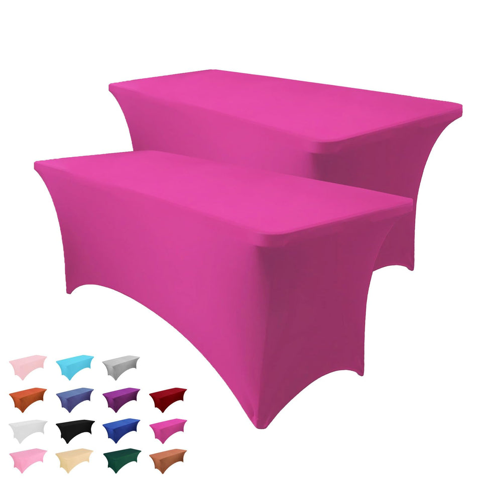 Heochy hot pink 6ft tablecloth on a table for a bold event
