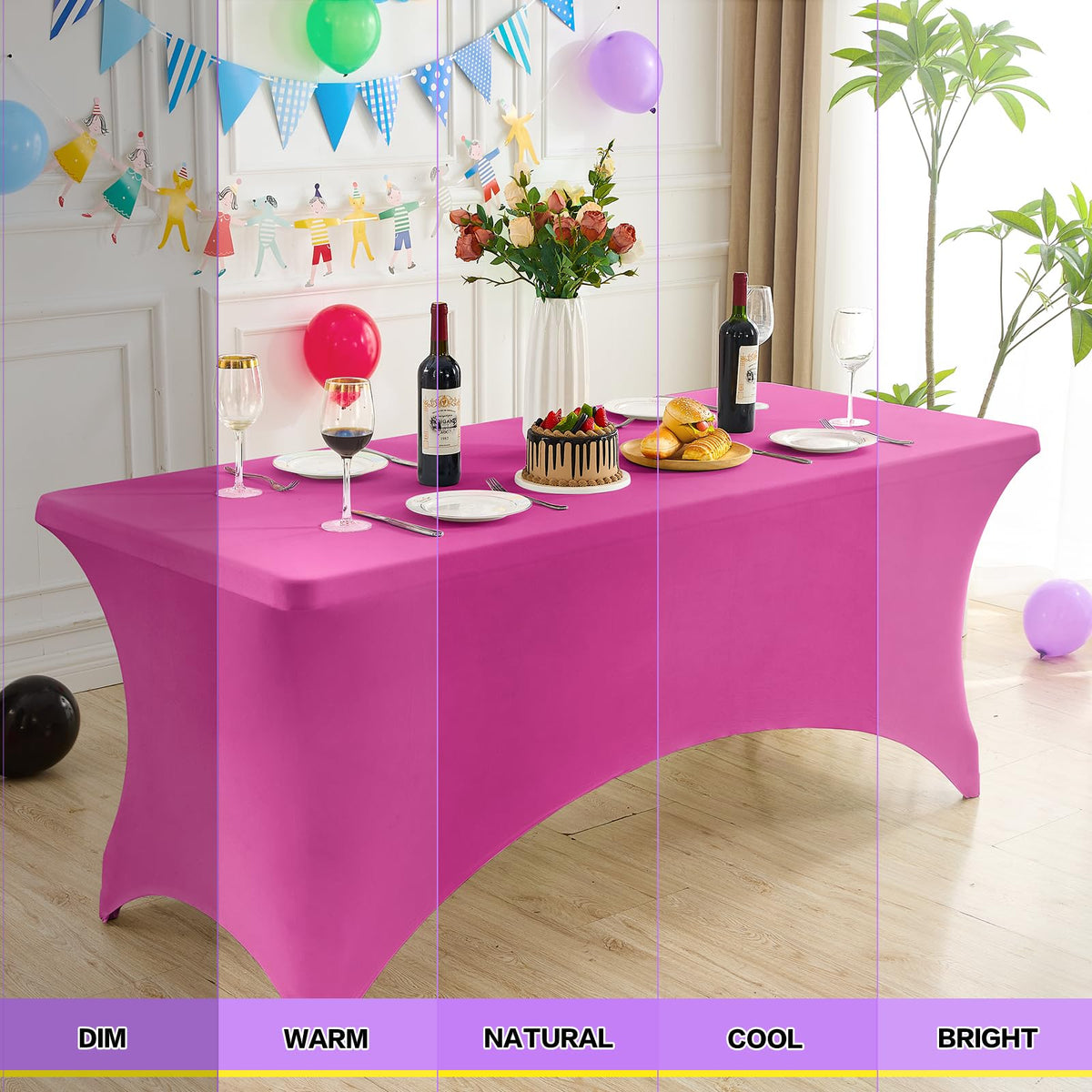 Heochy tablecloth leg pockets design keeping the cover flat and in place