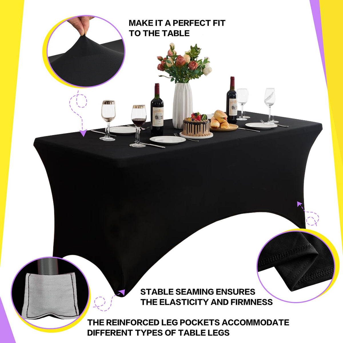 Heochy tablecloth in multiple colors for versatile event styling.