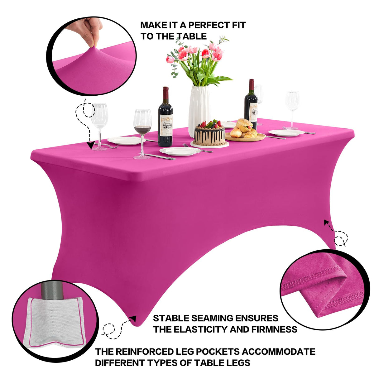 Heochy wrinkle-free, stain-resistant fabric ideal for busy catering or events