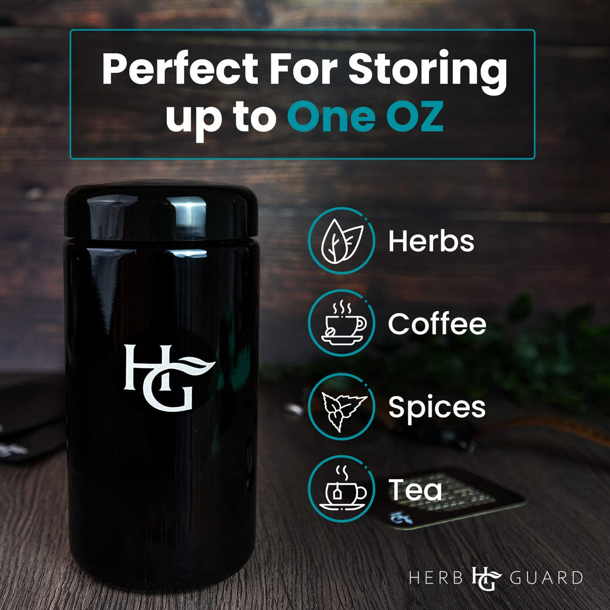 Herb Guard antistatic glass prevents static and preserves contents.