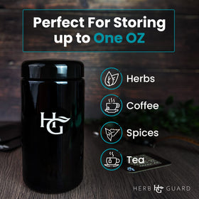 Herb Guard antistatic glass prevents static and preserves contents.
