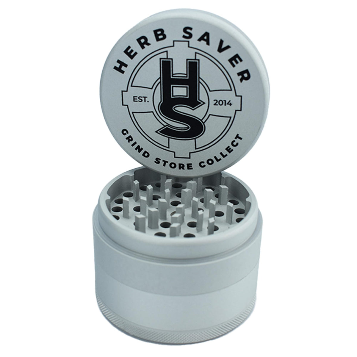 HerbSaver 2.5-inch aluminum spice grinder close-up highlighting durable construction for daily use.