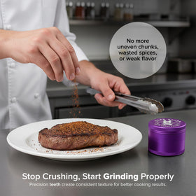 HerbSaver compact grinder in use for quick kitchen prep.