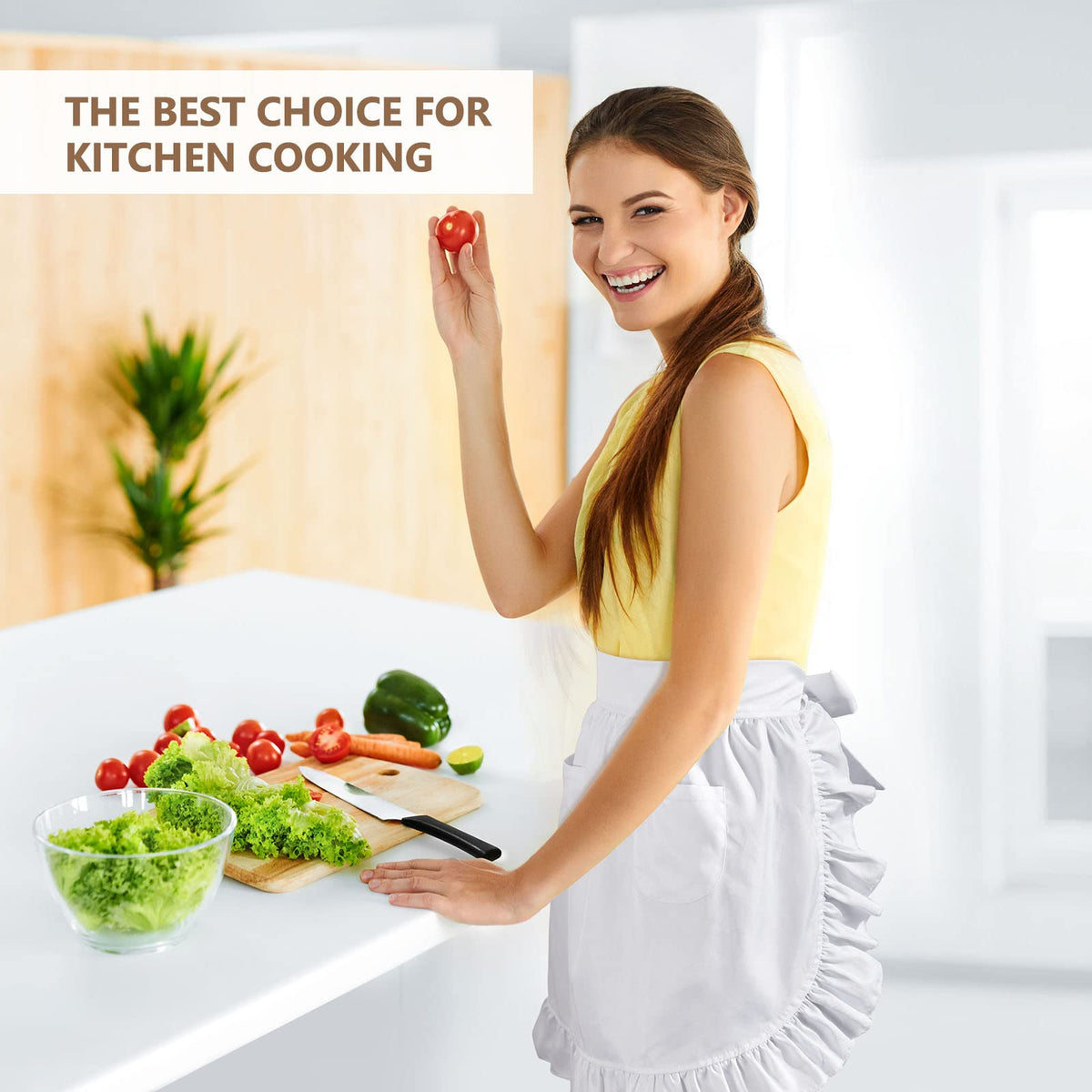 Hercicy lightweight polyester kitchen apron for cooking and cleaning tasks