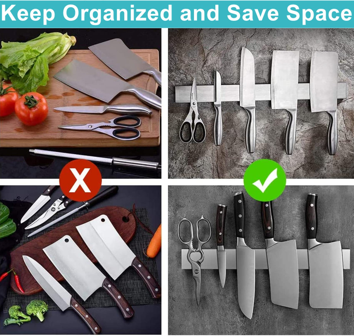 HEREOF kitchen space saver keeps knives accessible, freeing counter space.