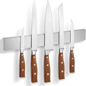 HEREOF magnetic knife strip on wall showcases strong hold for organized kitchen.