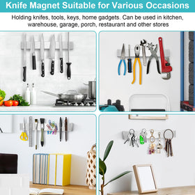 HEREOF stainless steel knife strip highlights satin finish and rust resistance.