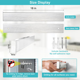 Hereof knife strip shows 11 lb capacity for knives, tongs, and utensils.