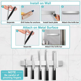 Hereof knife holder wall-mount hardware included for easy setup.