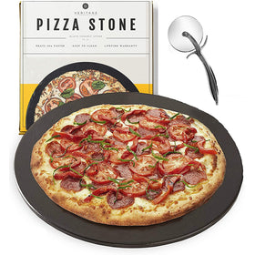 Heritage pizza stone set, 15-inch ceramic surface, non-stick for easy pizza crafting.