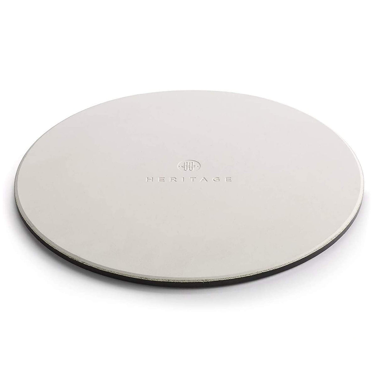 Heritage pizza stone includes bonus cutter for convenient pizza slicing.