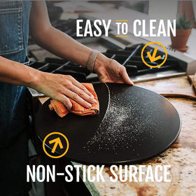 Heritage ceramic stone safe for oven and grill cooking and versatile use.
