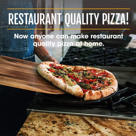 Heritage pizza stone features heat-resistant coating to minimize smoking and flavor loss.