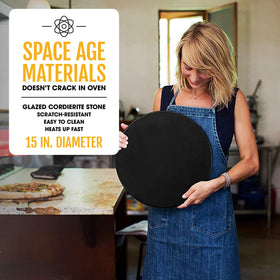 Heritage rectangle pizza stone delivers crisp crust for even cooking.