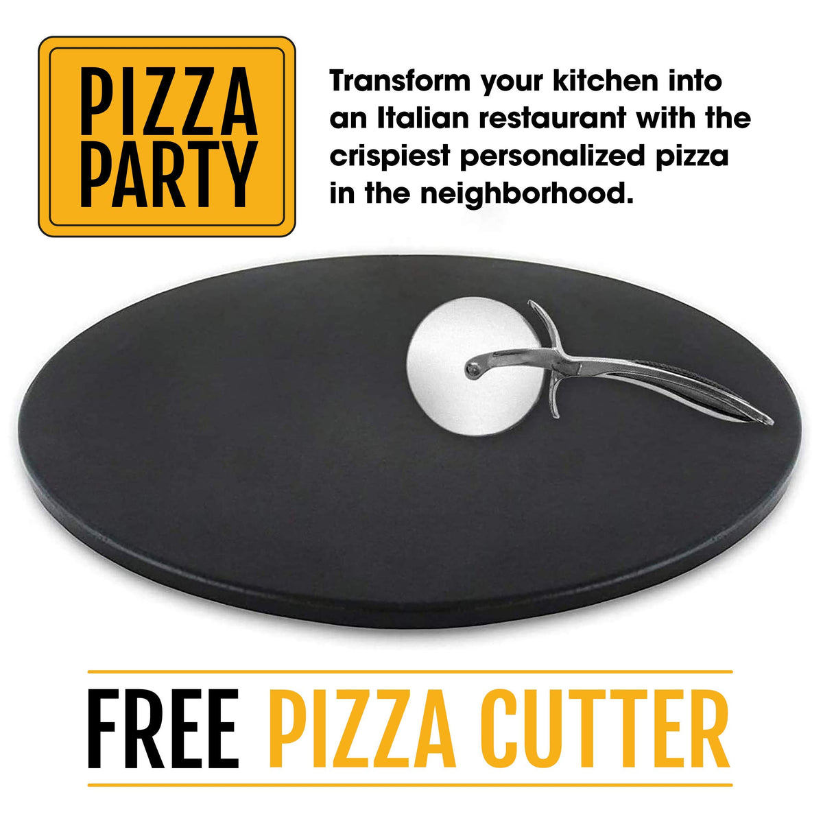 Heritage round pizza stone emphasizes crisp bottom for bakery-style slices.